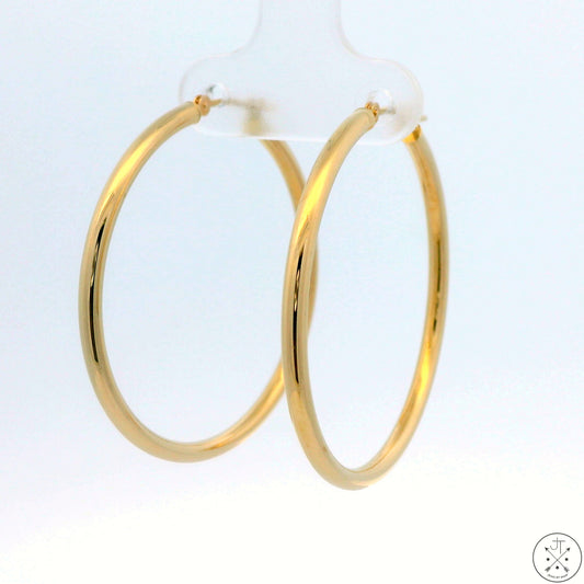 10k Yellow Gold 1.25 Inch Hoop Earrings