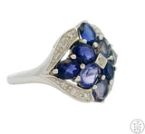 New 10k White Gold Ring with Tanzanite and Diamond Size 7.75