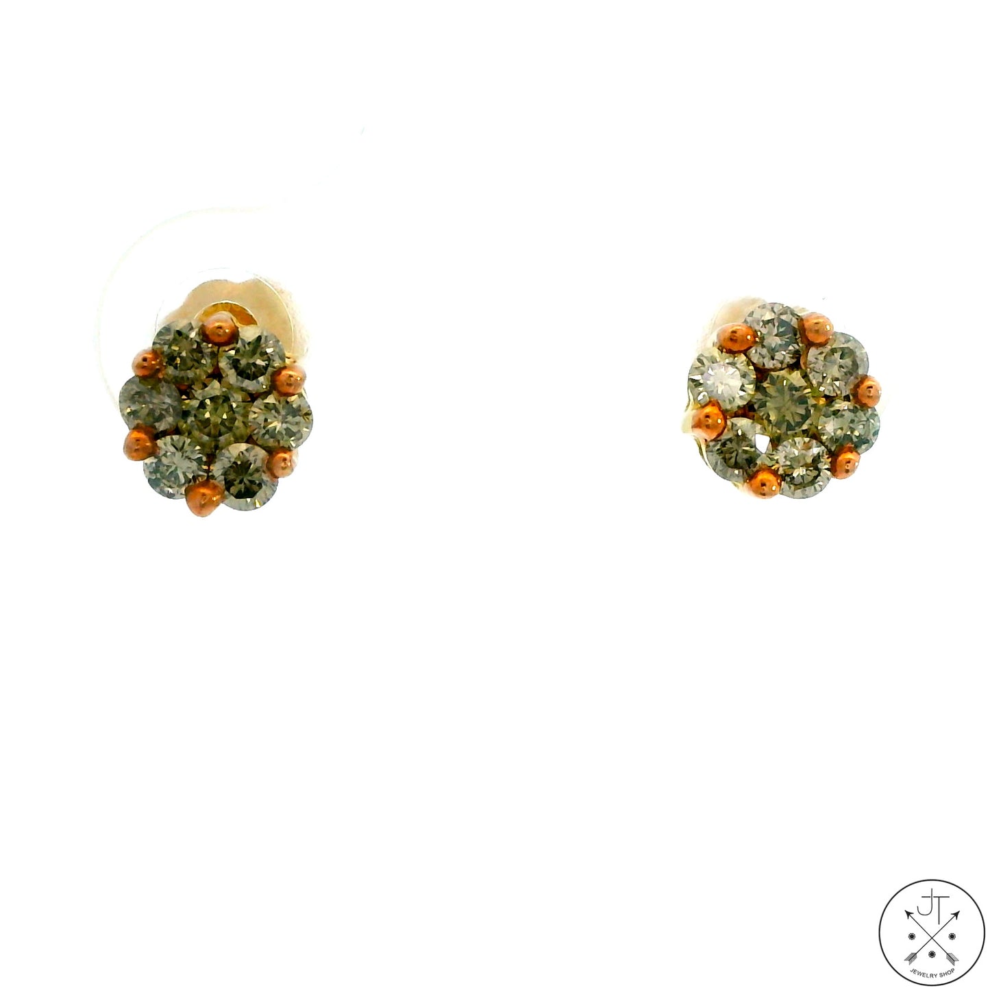 New 10k Yellow Gold Stud Earrings with 1/3 ctw Diamonds