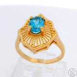 Vintage 14k Yellow Gold Statement Ring with Natural Topaz Size 6.25