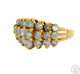 Vintage 14k Yellow Gold Ring with 2 ctw Diamonds Size 8.5 Pyramid Style