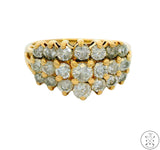 Vintage 14k Yellow Gold Ring with 2 ctw Diamonds Size 8.5 Pyramid Style