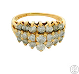 Vintage 14k Yellow Gold Ring with 2 ctw Diamonds Size 8.5 Pyramid Style