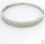 14k White Gold Hinged Bracelet 1 ctw GVS2 Natural Diamonds 7 in Size L/XL