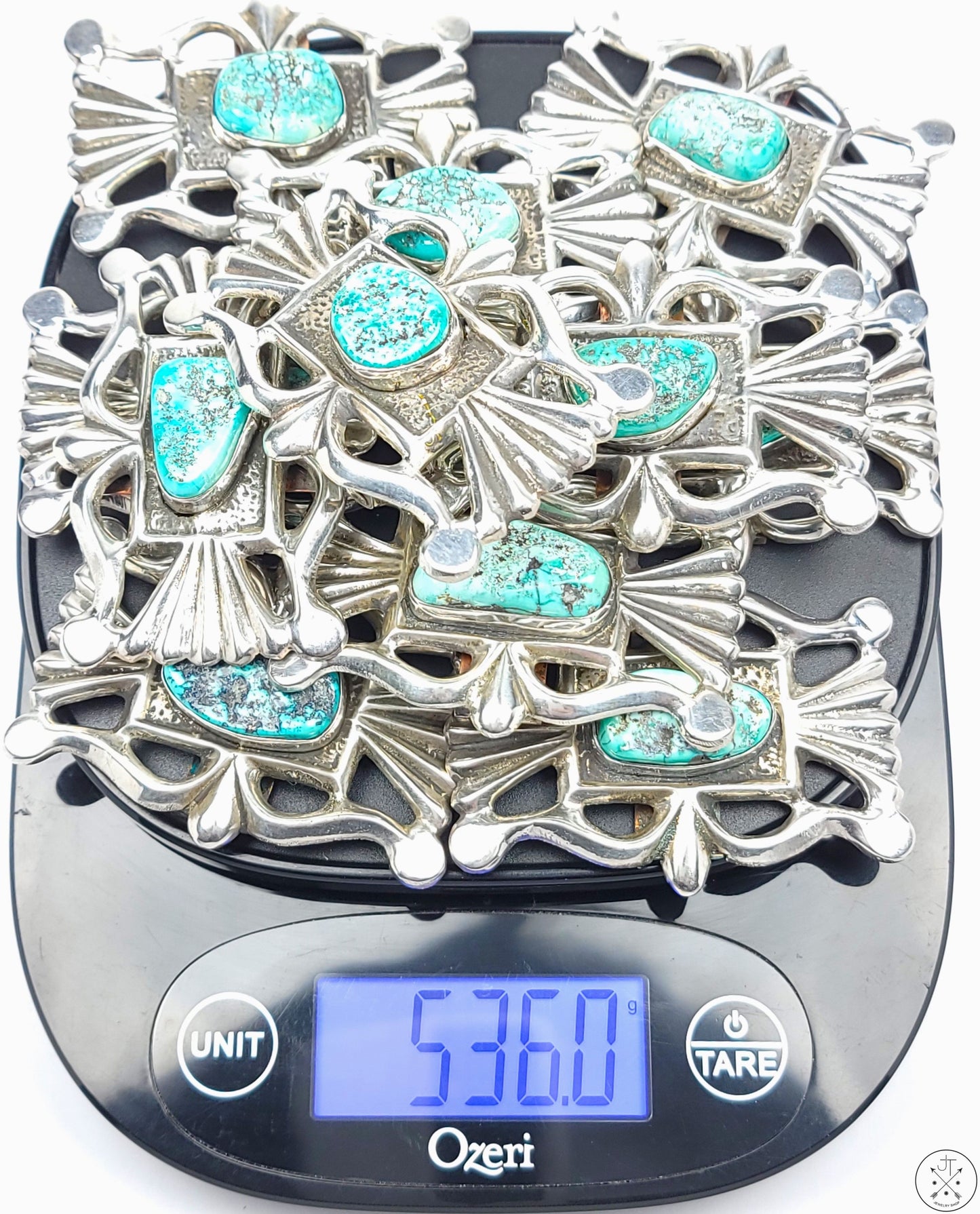 Vintage Sand Cast Sterling Silver Belt Buckle 11 pcs Set Native American 1.5 Inch