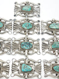 Vintage Sand Cast Sterling Silver Belt Buckle 11 pcs Set Native American 1.5 Inch
