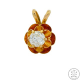 Vintage 14k Yellow Gold Butter Cup Pendant with .40 carat Diamond Solitaire