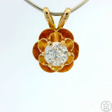 Vintage 14k Yellow Gold Butter Cup Pendant with .40 carat Diamond Solitaire