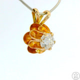 Vintage 14k Yellow Gold Butter Cup Pendant with .40 carat Diamond Solitaire