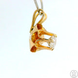 Vintage 14k Yellow Gold Butter Cup Pendant with .40 carat Diamond Solitaire