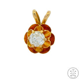 Vintage 14k Yellow Gold Butter Cup Pendant with .40 carat Diamond Solitaire