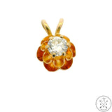 Vintage 14k Yellow Gold Butter Cup Pendant with .40 carat Diamond Solitaire