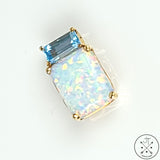 10k Yellow Gold Box Pendant with Topaz and Lab Opal