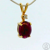 Vintage 14k Yellow Gold Pendant with 1.36 Ruby Cabochon and Diamond