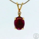 Vintage 14k Yellow Gold Pendant with 1.36 Ruby Cabochon and Diamond