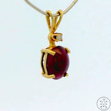 Vintage 14k Yellow Gold Pendant with 1.36 Ruby Cabochon and Diamond