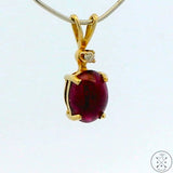Vintage 14k Yellow Gold Pendant with 1.36 Ruby Cabochon and Diamond