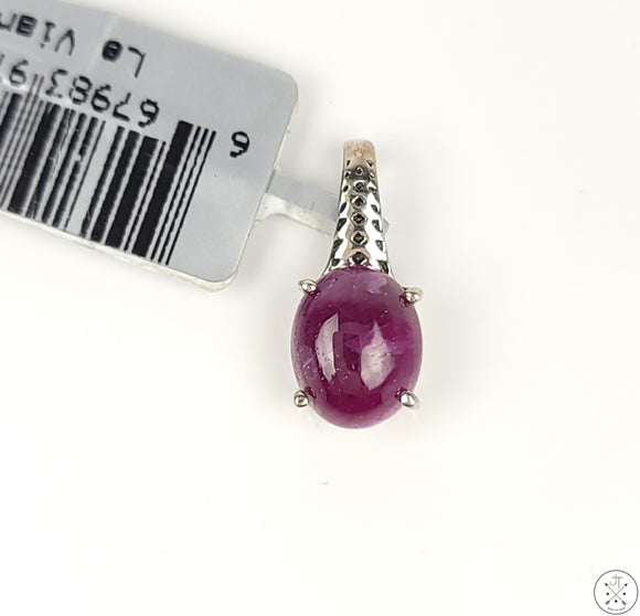 Le Vian Sterling Silver Pendant with 3.15 carat Ruby Cabochon