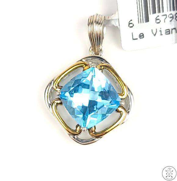 Le Vian Sterling Silver Pendant with 6.13 carat Blue Topaz