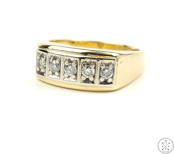 14k Yellow Gold Mens Ring with 1/2 ctw Diamonds Size 14