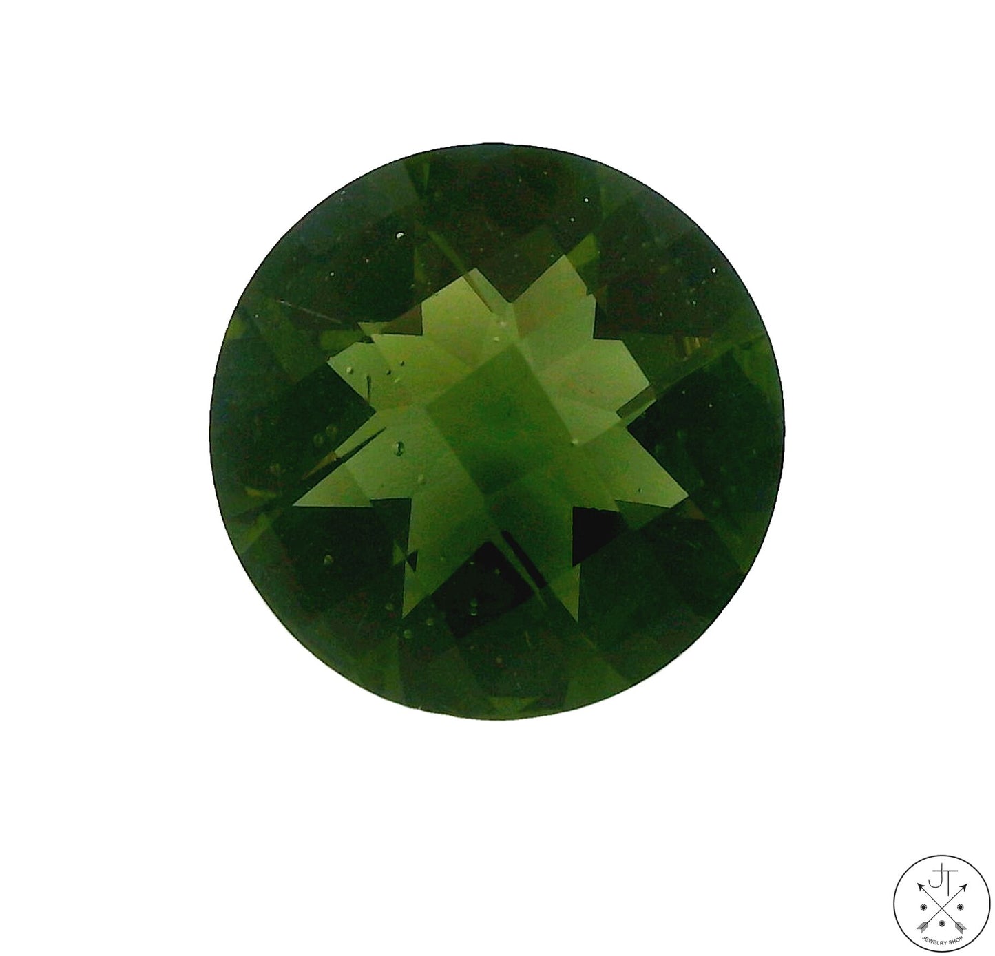 4.33 Carat Natural Moldavite Round Checkerboard 12 mm Gemstone Certified Loose