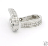 14k White Gold Huggie Earrings with 2 ctw Diamonds Hinged Princess Cut