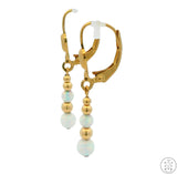 14k Yellow Gold Dangle Earrings with Created Opal Spheres