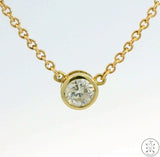 Vintage 10k Yellow Gold 1/2 Carat Diamond Solitaire Pendant Necklace 18 inch By The Yard