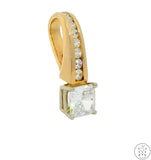 14k Yellow Gold Pendant with Crystal Gemstones Simulated Diamond