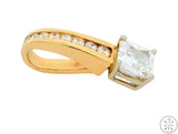 14k Yellow Gold Pendant with Crystal Gemstones Simulated Diamond