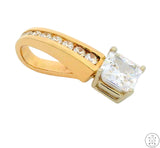 14k Yellow Gold Pendant with Crystal Gemstones Simulated Diamond