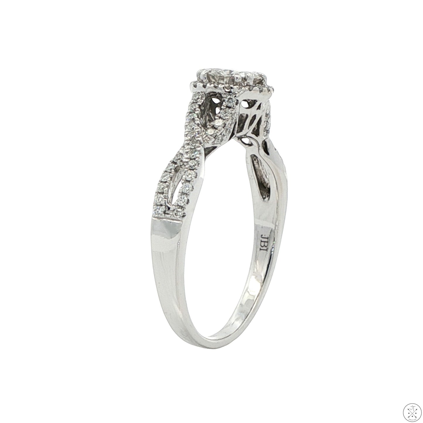 14k White Gold Engagement Ring with 1 ctw Diamonds Size 9