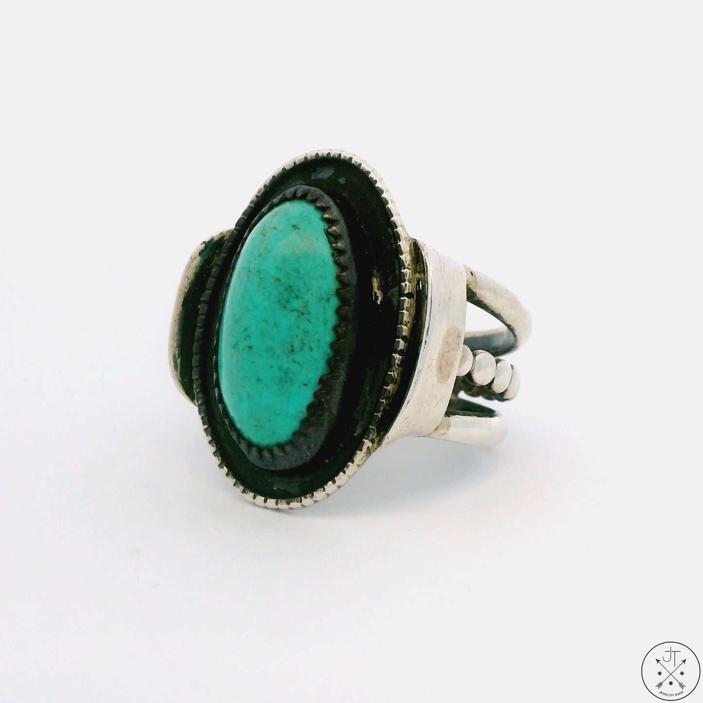 Vintage Sterling Silver Ring with Turquoise Size 10.25 E21 BD