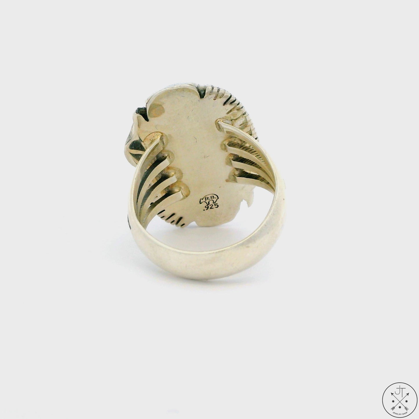 Vintage Sterling Silver Ring with Turquoise Size 9.5 Running Bear Sheena Jack