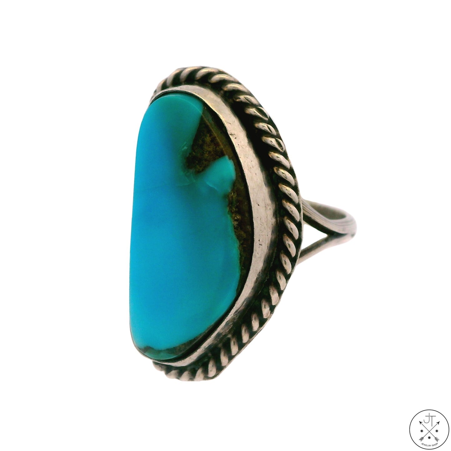 Vintage Sterling Silver Ring with Turquoise Size 7.5