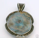 Vintage Signed Navajo Sterling Silver Bison Pendant Sandy Sangster Two Feathers Large