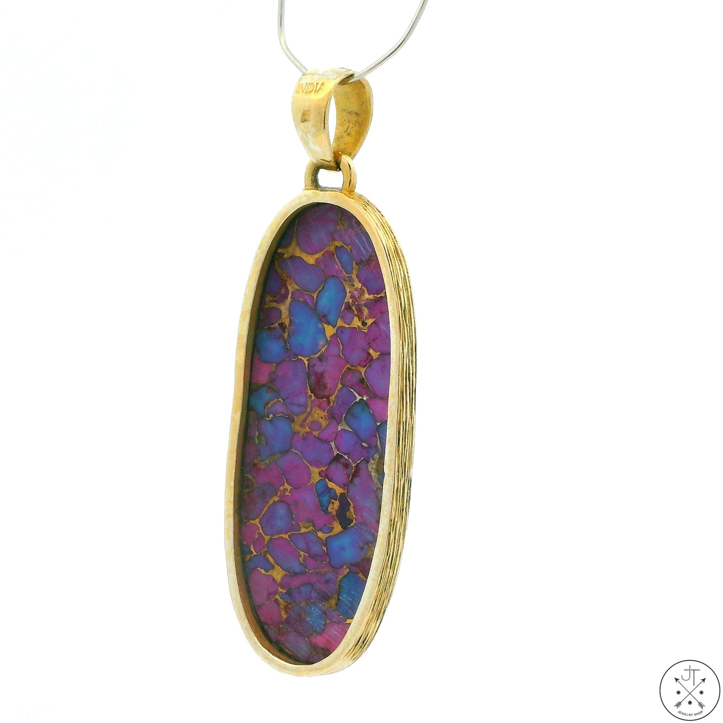 New Yellow Gold Plated Pendant with Purple Mojave Turquoise