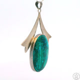 Vintage Sterling Silver Pendant with Eilat Stone Israel Malachite Azurite