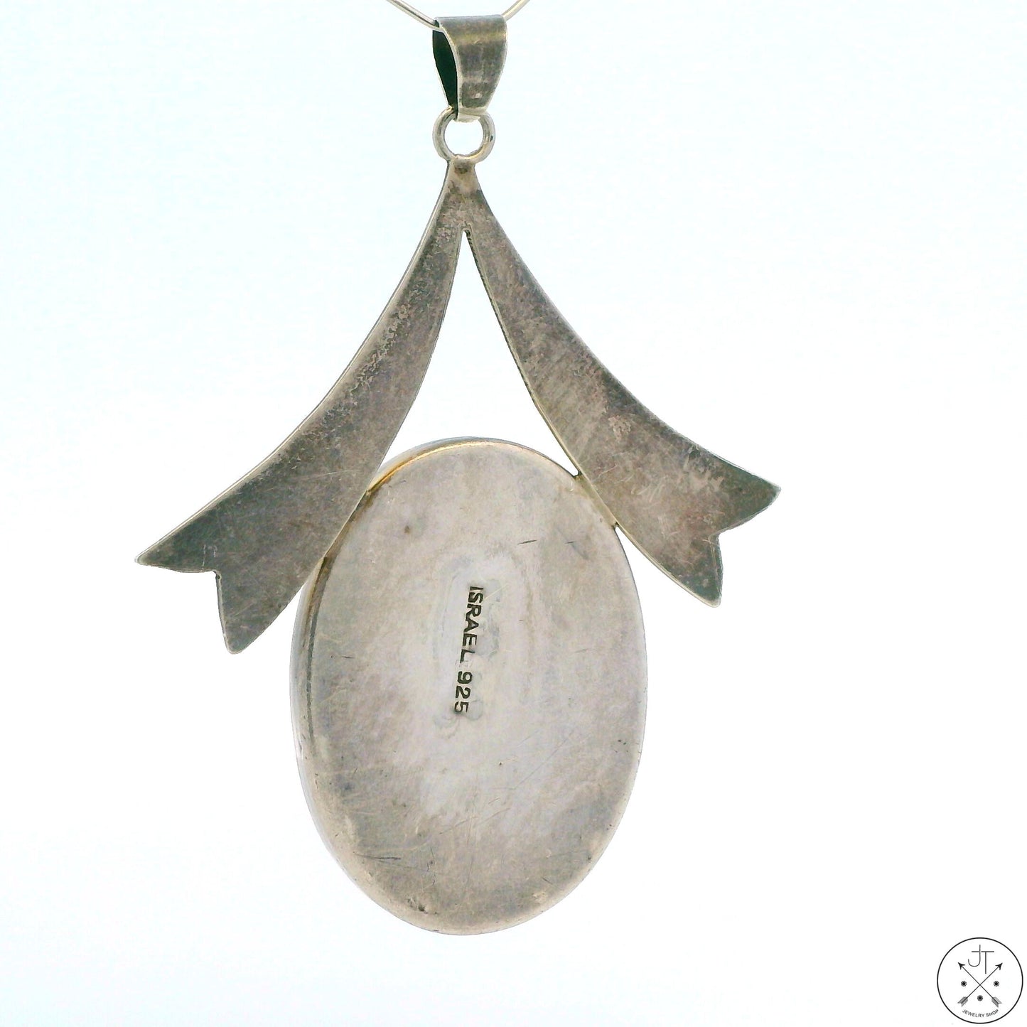 Vintage Sterling Silver Pendant with Eilat Stone Israel Malachite Azurite