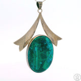 Vintage Sterling Silver Pendant with Eilat Stone Israel Malachite Azurite
