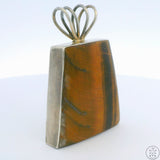 Vintage Huge Sterling Silver Pendant with Tigers Eye Mexico 2.3 in