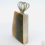 Vintage Huge Sterling Silver Pendant with Tigers Eye Mexico 2.3 in