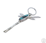 Vintage Signed Cherokee Sterling Silver Dragonfly Pendant Native American #8 Turquoise