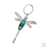 Vintage Signed Cherokee Sterling Silver Dragonfly Pendant Native American #8 Turquoise