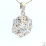 New Sterling Silver Pendant with Crystal Gemstones Simulated Diamond