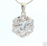 New Sterling Silver Pendant with Crystal Gemstones Simulated Diamond