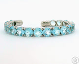 New Sterling Silver Hinged Cuff Bracelet with Topaz Size L/XL