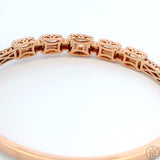 New Sterling Silver Hinged Bangle Bracelet with Morganite Size XL Rose Gold Plate