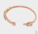 New Sterling Silver Hinged Bangle Bracelet with Morganite Size XL Rose Gold Plate
