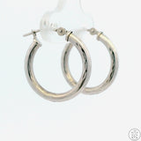 New 10k White Gold 1/2 Inch Pattern Hoop Earrings